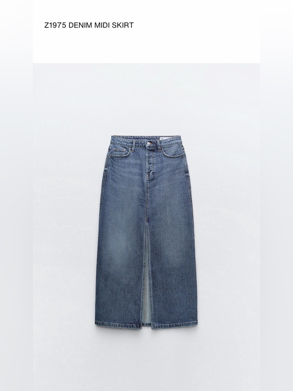 Denim Midi Skirt - Blue